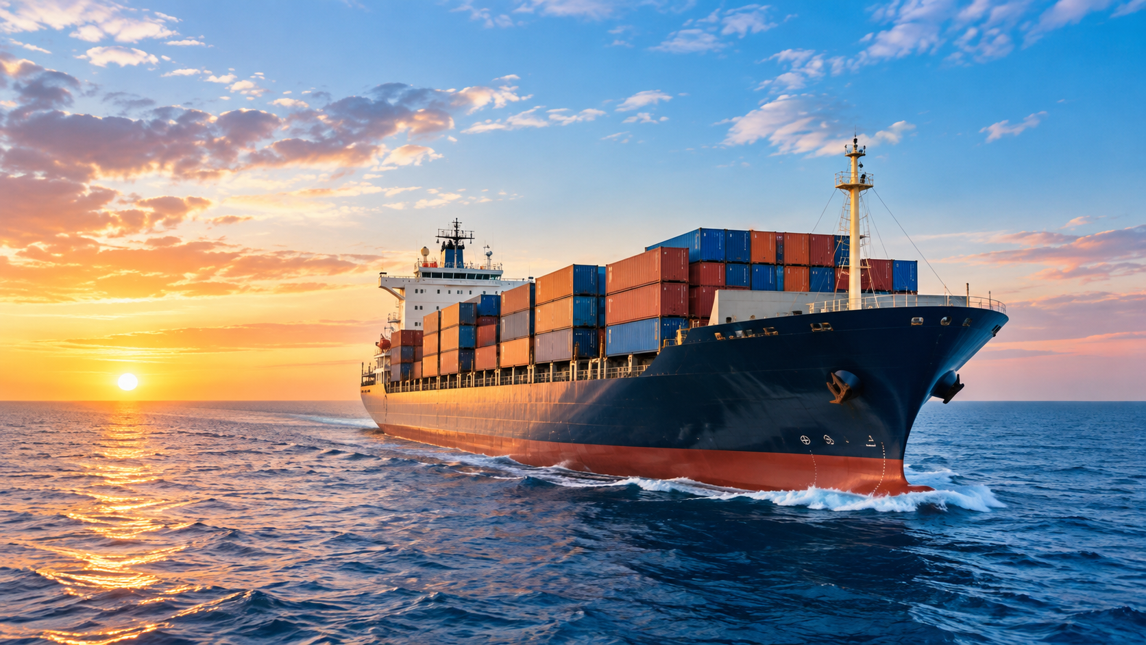 Container ship at sea